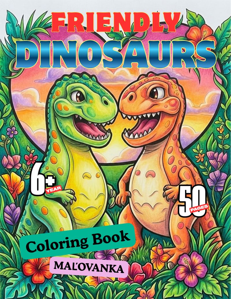 Maľovanka Priateľský dinosaury