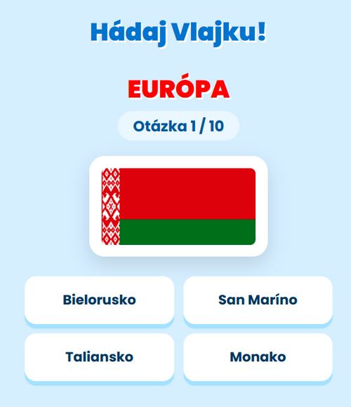 Vlajky Európy, Zábavný geografický kvíz online
