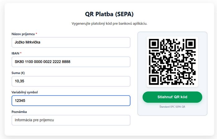 Vytvorte si platobný QR kód pre slovenské aj európske banky rýchlo, bezpečne a zadarmo