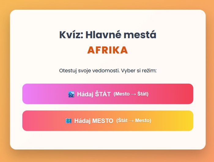 Zábavný geografický kvíz zameraný na hlavné mestá Afriky
